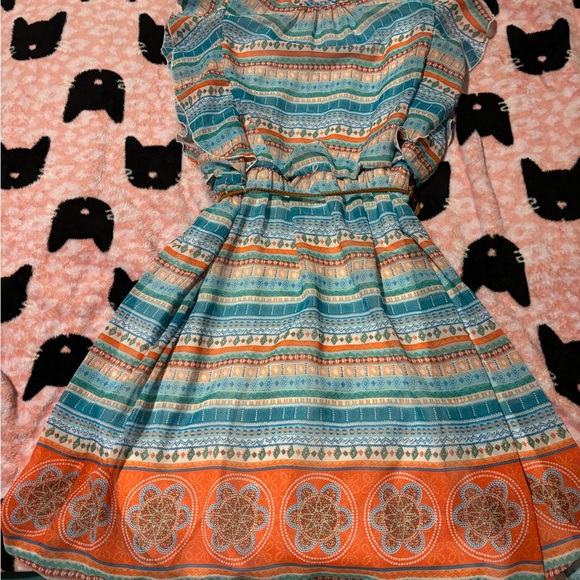 Girls’ Colorful Striped Ruffle Dress - Picture 2 of 8